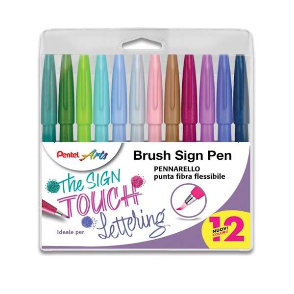 Brush Sign Pen Pentel 12 pz colori chiari - Abc La Cartoleria