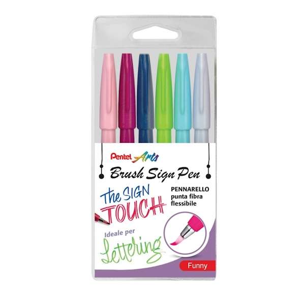 Brush Sign Pen Pentel 6 pz colori chiari - Abc La Cartoleria Pavullo