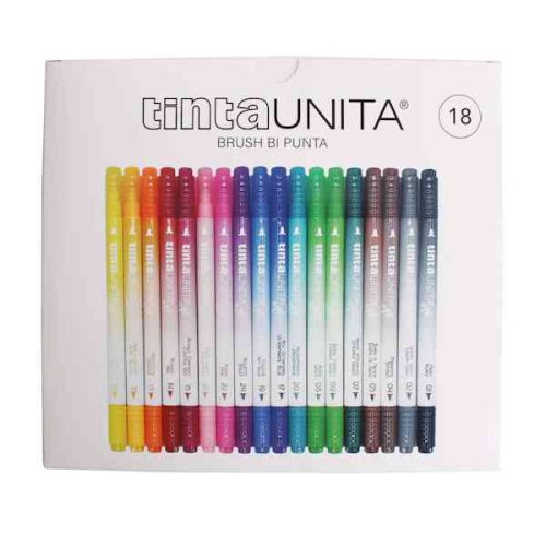 Brush Pen Tinta Unita bi-punta conf.18 pz - Abc La Cartoleria