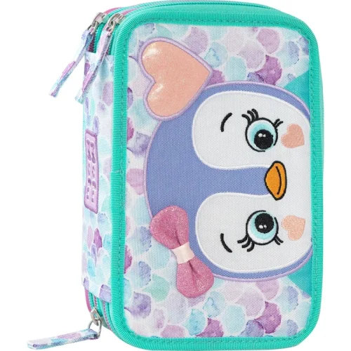 Astuccio 3 zip Mofumofu Pinguino1 - Abc La Cartoleria