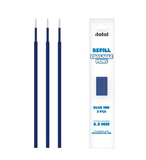 Refil penne cancell. I-Total con tappo 3 pz blu - Abc La Cartoleria