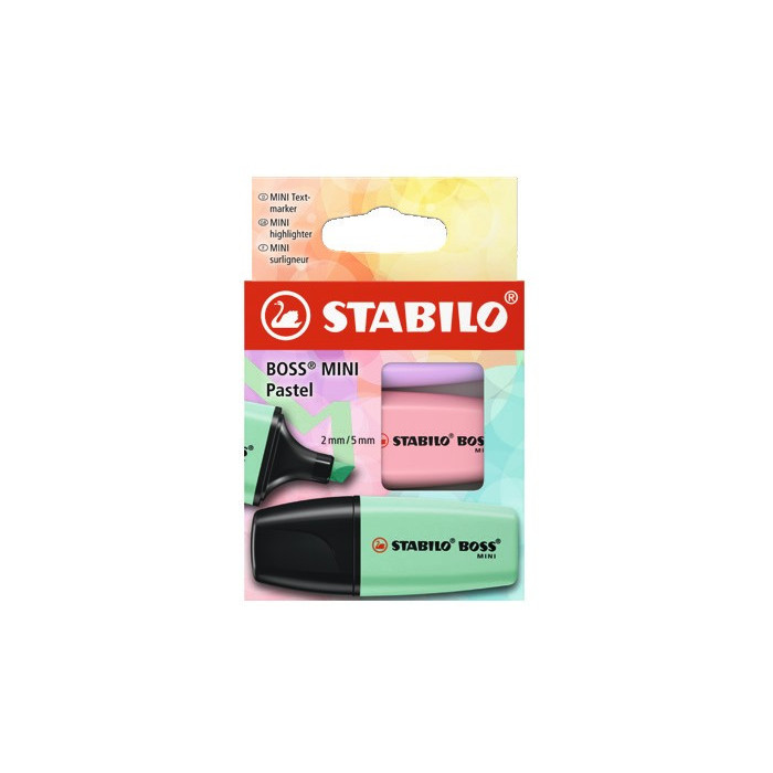 Evidenziatore Stabilo Boss mini Pastel 3 pz - Abc La Cartoleria