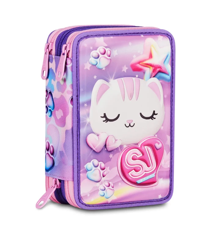 Astuccio 3 zip Sj Gang Glow Cat 3D 1 - Abc La Cartoleria